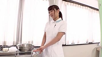 Wow, new naughty nurse Shuuka, 22, delivers hardcore action with cumshots!