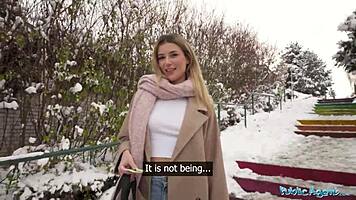 Public Agent picks up cute blonde for outdoor POV blowjob and hardcore sex in secret spot with big dick