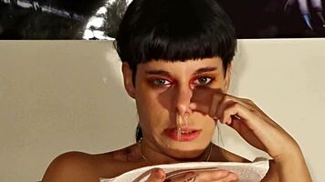 Watch TEEN goth girl SNEEZE huge snot in POV humiliation