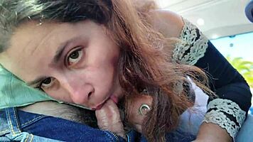 Exhibitionist Teases MILF Into Sucking And Jerking Him Off In Public Bus.