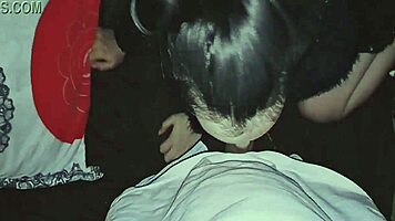 sweet latina contrasts with massive black cock sucking