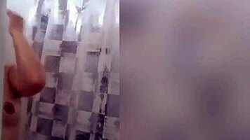 Cute Latina Showers Under Webcam, Revealing Tattooed Body And Tits