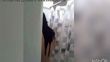 Cute Latina Showers Under Webcam, Revealing Tattooed Body And Tits