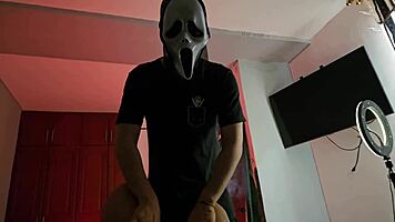 Neighbor Ghostface Surprises On Halloween Night While Boyfriend Ignores