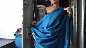 Desi maid fucks boss while cleaning cupboard