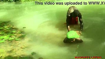 Ebony wife fucks pastor during water baptism ceremony.