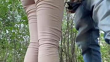 Weekend fucking brunette latina neighbor in forest outdoors!