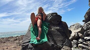 Risky Public Beach Anal with Stunning Teen 18+ Blond