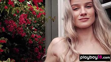 Roxy Shaw Rips Clothes, Waters Tiny Tits Outdoor!