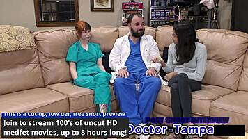 Dr. Tampa asks, 'Do they really care about you?' examining Ditria Rose's shaved pussy