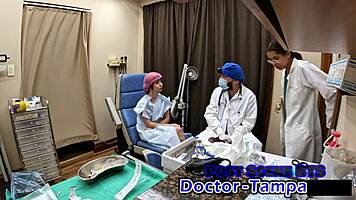 Dr. Tampa asks, 'Do they really care about you?' examining Ditria Rose's shaved pussy