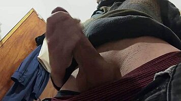 Skinny young 18+ masturbates happily in the bathroom while hearing rain