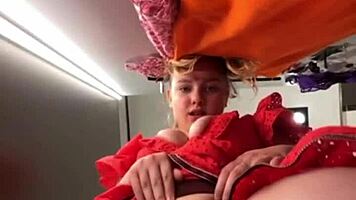 Teen Enjoys Intimate Moment In Public Changing Room