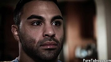 Beautiful glam teen intensely drilled in taboo threeway