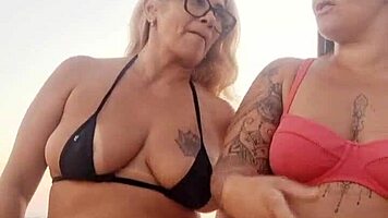 Talking dirty at the beach with my naughty friend, then we took a newbie’s virginity lol 😈