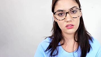 Ellie Nova's Casting Creampie with Tall Busty Glasses