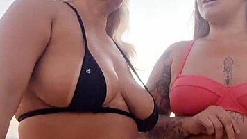 Talking dirty at the beach with my naughty friend, then we took a newbie’s virginity lol 😈