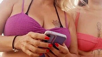 Talking dirty at the beach with my naughty friend, then we took a newbie’s virginity lol 😈