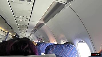 Risky jerking off on a crowded plane. Public dick flashing gets wild.