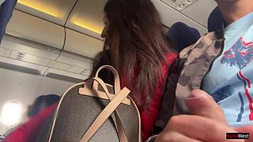 Risky jerking off on a crowded plane. Public dick flashing gets wild.