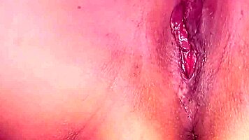 Homemade solo massage with close-up squirting