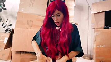 hot beauty seduces cat neighbor into licking her ass with tongue