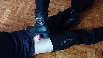 Intense Foot Fetish Dominance: Girls in Boots Give Hardcore Footjobs