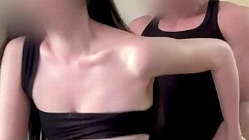 Oriental hottie feels big load of cum on her titties during passionate sex