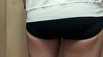 look at maid's huge ass with buttplug getting anal play!