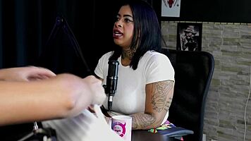 Marcelly Mello in sheer red lingerie.