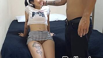 Seja uma garota boa para ficar de castigo with daddy domination on bed.