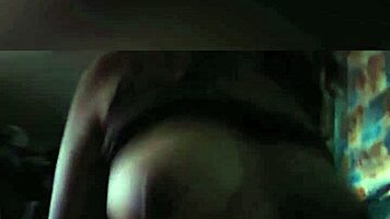 Big natural TITS RIDING cowgirl with MOANING while watching TV to avoid neighbors hearing single MOM FUCKING!