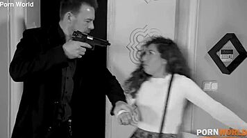 Deepthroat Sucking Her Smuggler in Heels and Shorts