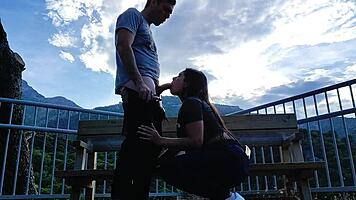 babysitter sucks stranger on mountain