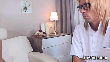 Medic Assists Virgin Sweetie's Hymen Examination and Defloration