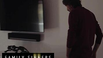 Beautiful Petite Brunette With Step Grandpa In Bed