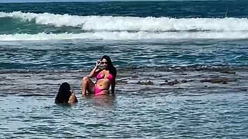 Two Hotties Enjoying The Beach At Enseada Dos Corais