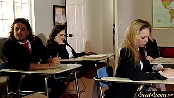 Slutty Stepsister Rides Cock in Glamorous Fantasy Storyline with Socks and Classy Pussy