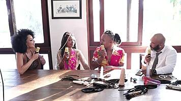 did they start in porn after liberal days? sexy black couple in sheer red