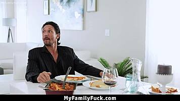 Hot Little Stepdaughter Sucking Stepdads Cock Under Table - Myfamilyfuck