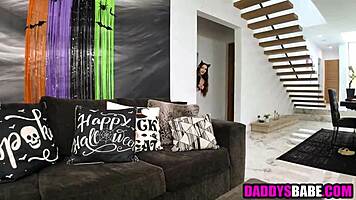 Step dad fucks daughter hard on Halloween!