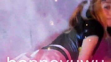 Bonneyuwu dances in white skirt with pigtails in Argentina