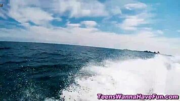 Sexy teen babes gangbanged hard by hot stud outdoors!