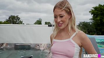 hot teen skyler storm skips college for family hot tub relaxation