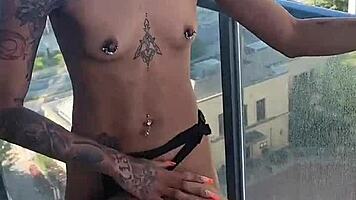 Kashofficials Getting Strapped By Renity Love On The Balcony Lesbian Tight Petite 18+ Bent Over