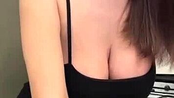 Slender Stepmother Shows Milky Tits And Licks Nipples