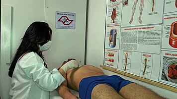 nurse gets turned on seeing patient’s hard-on in hospital room