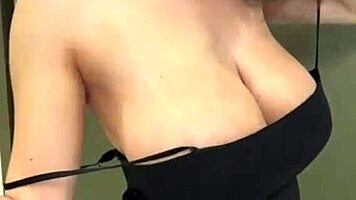 Slender Stepmother Shows Milky Tits And Licks Nipples