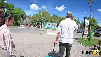Hunt4k young 18+ lovers cant leave the city so why girl gets fucked
