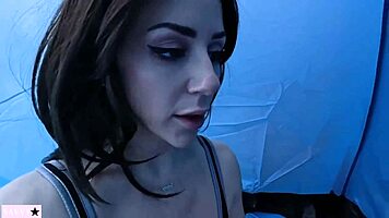 Stepmom and stepson on camping trip get wild with taboo virtual sex in bath